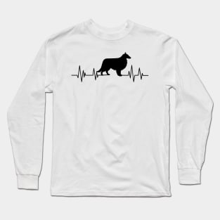 Cute shetland sheepdog Heartbeat dog Heartbeat Silhouette Long Sleeve T-Shirt